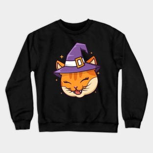 Funny cat wear witch hat Crewneck Sweatshirt